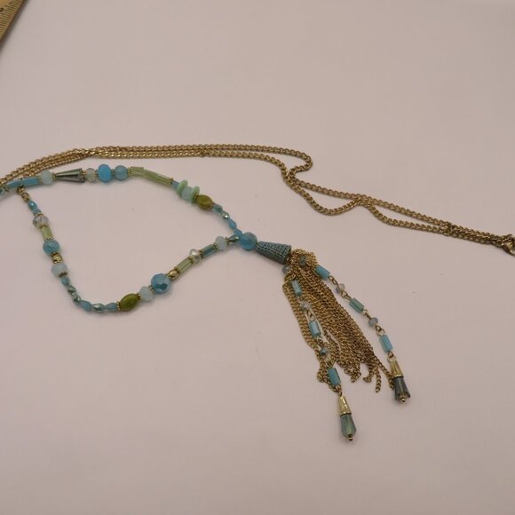 Jewelry - Gold Tone Beaded Tassel Necklace